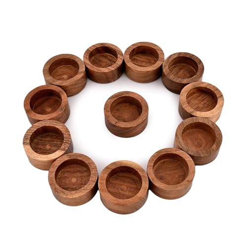 NIRMAN Acacia Wood Tealight Candle Holder for Wedding, Party, Birthday, Holiday, Home Decoration (2.25" x 2.25" x 1"), (Set of 12) - Image 2