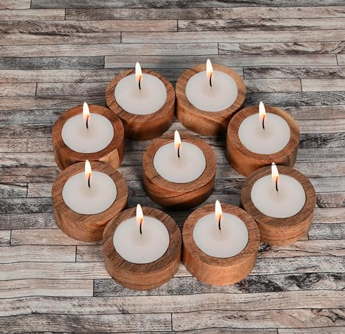 NIRMAN Acacia Wood Tealight Candle Holder for Wedding, Party, Birthday, Holiday, Home Decoration (2.25" x 2.25" x 1"), (Set of 12) - Image 5