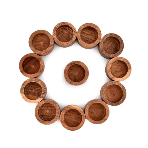 NIRMAN Acacia Wood Tealight Candle Holder for Wedding, Party, Birthday, Holiday, Home Decoration (2.25" x 2.25" x 1"), (Set of 12) - Image 4