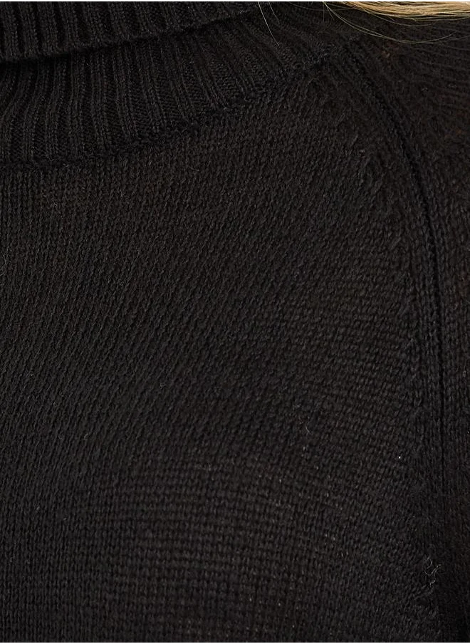 Styli Textured Knit Sweater Knee Length Dress