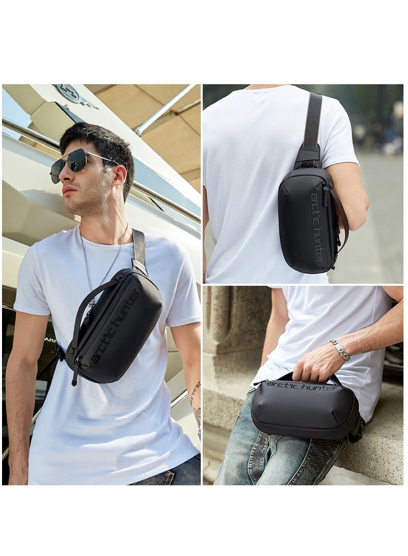 ARCTIC HUNTER Chest Bag for Men Side Bag Stylish Sling Bag Shoulder Bag for Men with Handle Water Scratch Resistant Cross Body Bag for Travel Daily use Black  - Image 3