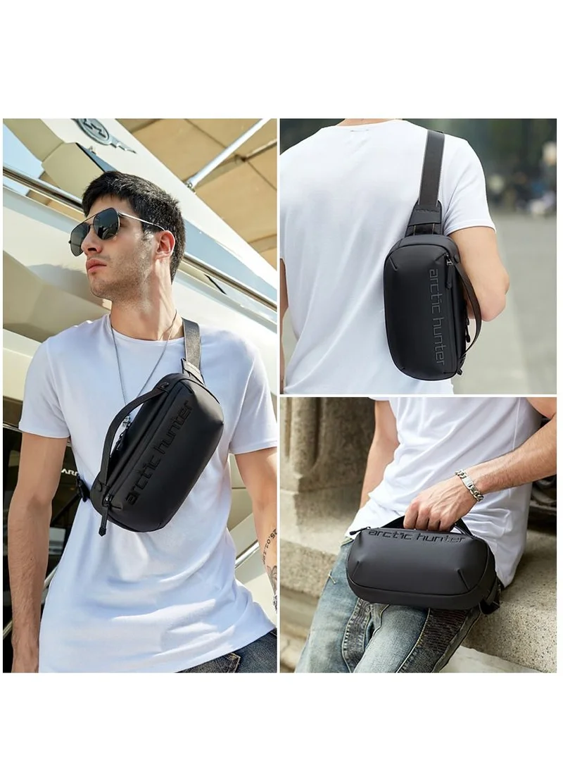 أركتيك هانتر Chest Bag for Men Side Bag Stylish Sling Bag Shoulder Bag for Men with Handle Water Scratch Resistant Cross Body Bag for Travel Daily use Black