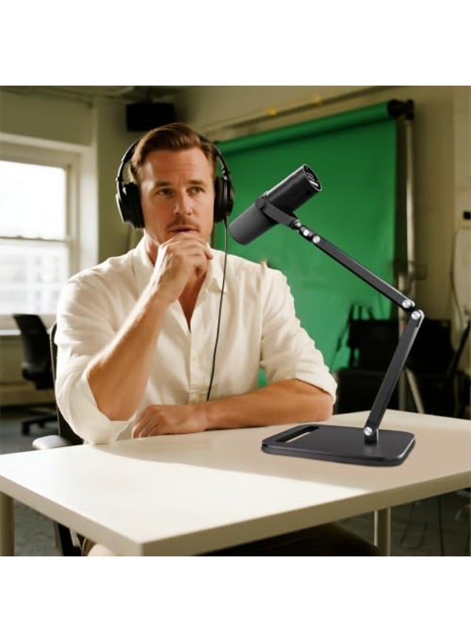 WALALLA Universal Microphone Stand with Quick-Release Clip - Heavy-Duty Adjustable Arm with 1/4" & 5/8" Adapters, Compatible with Blue Yeti/Shure/Fifine/AT2020/Rode Mics - Image 4