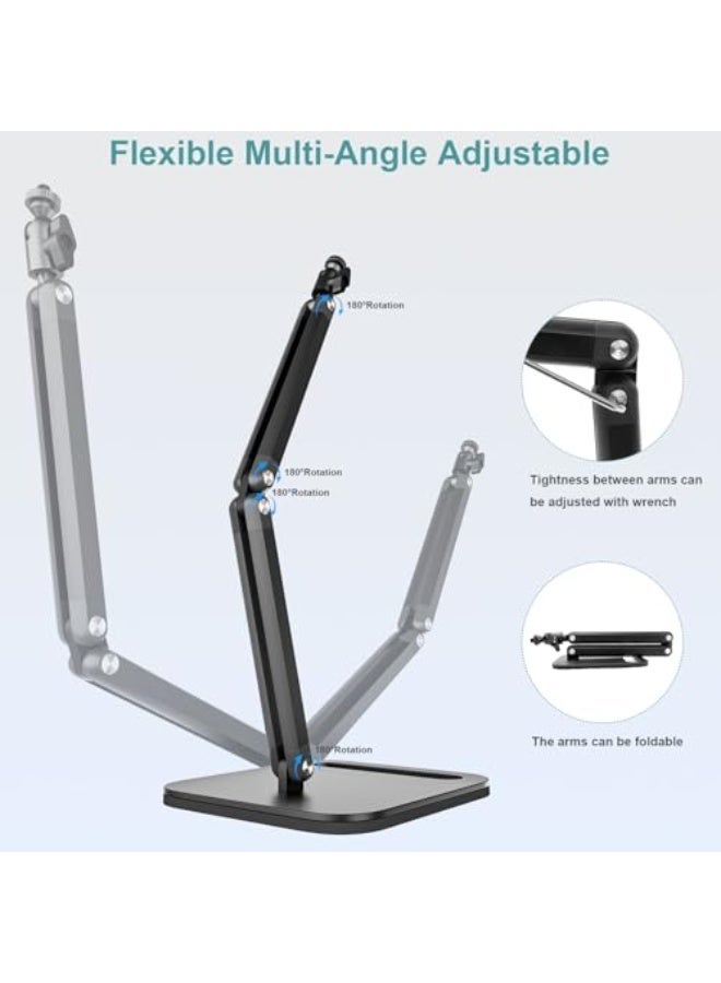 WALALLA Universal Microphone Stand with Quick-Release Clip - Heavy-Duty Adjustable Arm with 1/4" & 5/8" Adapters, Compatible with Blue Yeti/Shure/Fifine/AT2020/Rode Mics - Image 2