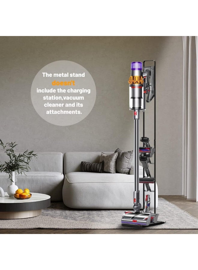 جُودِيَّة حامل مكنسة كهربائية عالمي بعجلات، رف تخزين معدني قوي ومنظم لأجهزة المكنسة اللاسلكية موديلات V15 وV12 وV11 وV10 وV8 وV7 وV6، حامل أرضي قائم بذاته بدون حفر لتخزين المكنسة والإكسسوارات - Image 5