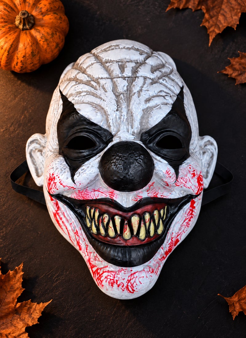 Trentor Halloween Joker Clown Mask with White Face, Black Eye Paint and Black Nose - Image 1