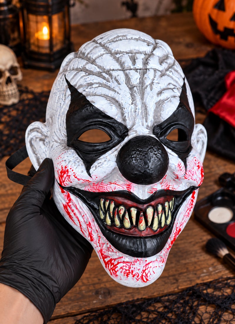 Trentor Halloween Joker Clown Mask with White Face, Black Eye Paint and Black Nose - Image 3
