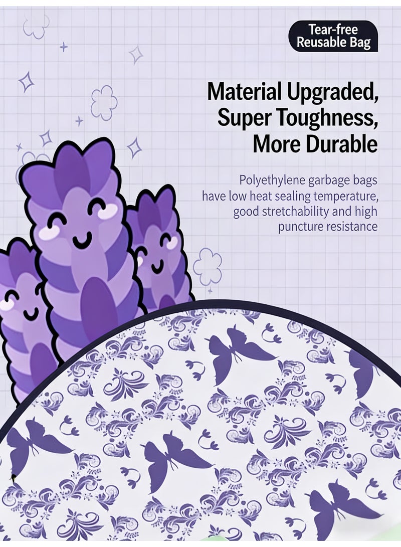 150 Counts Trash Bags (8 Gallon) with Printed & Lavender Scented, Drawstring Medium Garbage Bags, Leak-Proof, Tear-Resistant & Fragrant Trash Can Liners, Extra Thick Trash Bags for Home/Office, Wide Handles for Easy Carry - Image 2