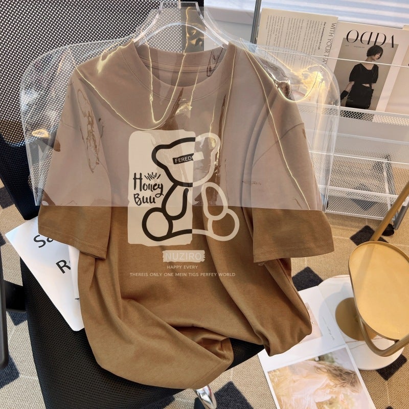 Cotton Short-Sleeved T-Shirt Women'S 2025 Korean Style Loose Plus Size Women'S Casual All-Match Half-Sleeved Top Trendy - Image 2