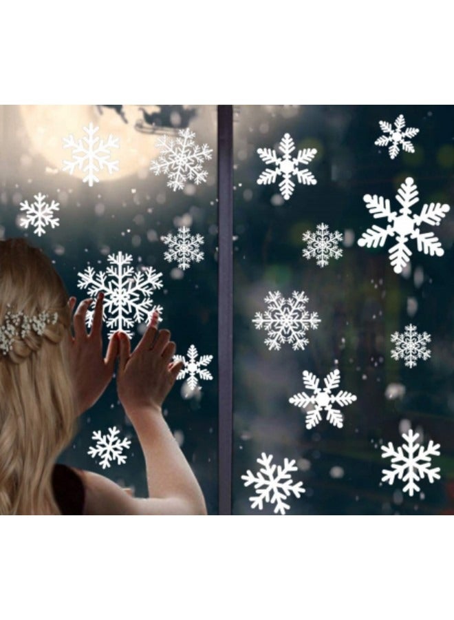 8sheets/162Pcs Snowflakes Window Stickers, Reusable Snowflakes White Snow Flakes Static Clings Murals - Image 1