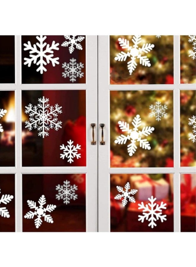 8sheets/162Pcs Snowflakes Window Stickers, Reusable Snowflakes White Snow Flakes Static Clings Murals - Image 2