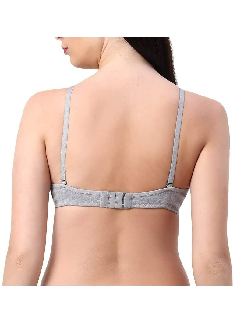 Love Bell Women's Everyday Padded Bra - Full Coverage - Premium Cotton - Lovebell Woman Wirefree T-shirt Bra (b, Sporty Grey, 32) - Image 5