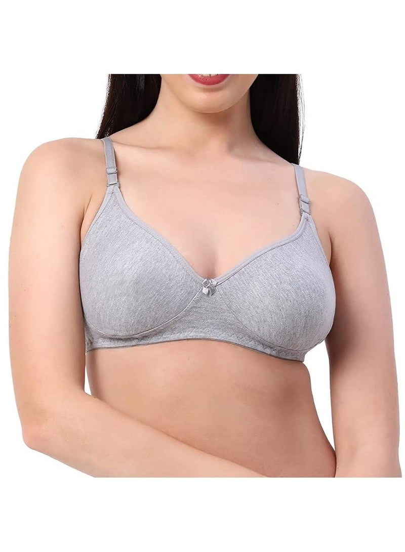 Love Bell Women's Everyday Padded Bra - Full Coverage - Premium Cotton - Lovebell Woman Wirefree T-shirt Bra (b, Sporty Grey, 32) - Image 1