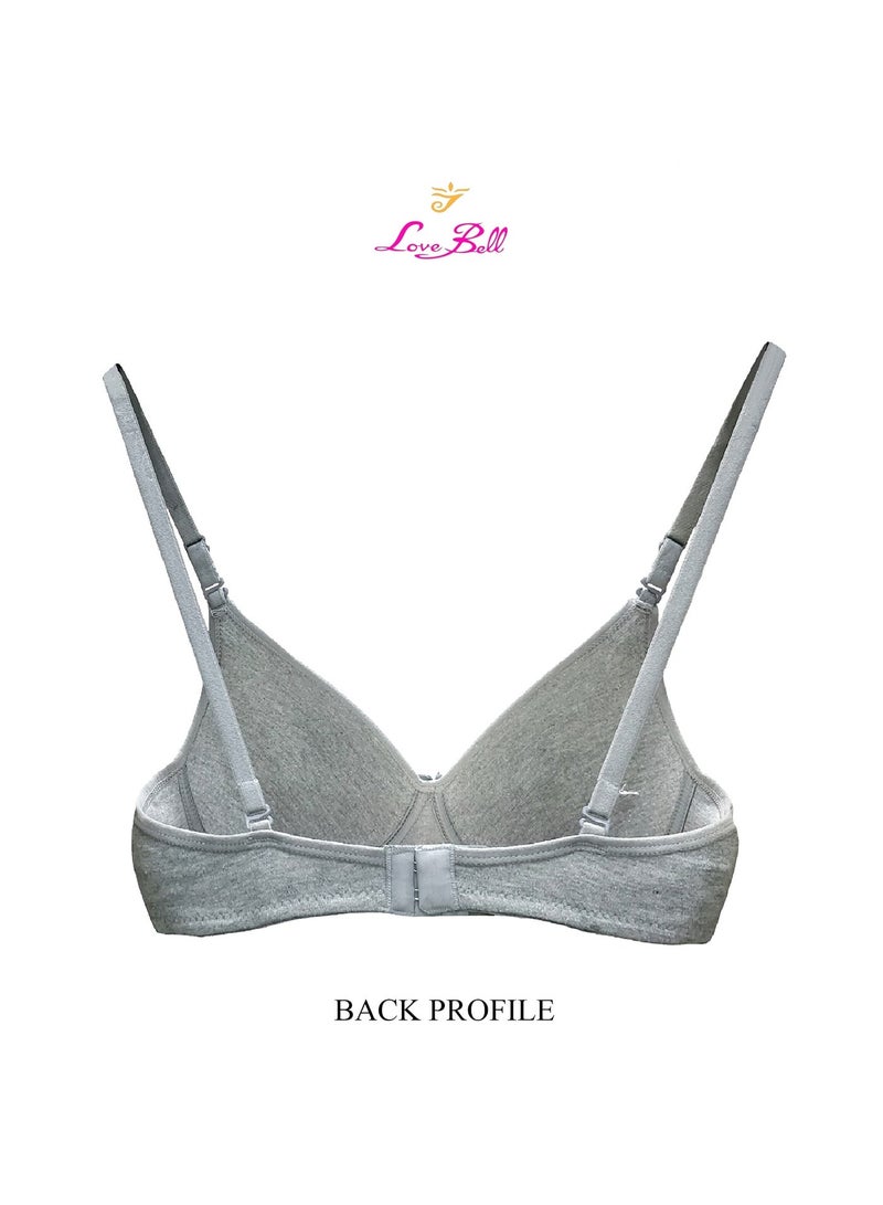 Love Bell Women's Everyday Padded Bra - Full Coverage - Premium Cotton - Lovebell Woman Wirefree T-shirt Bra (b, Sporty Grey, 32) - Image 3