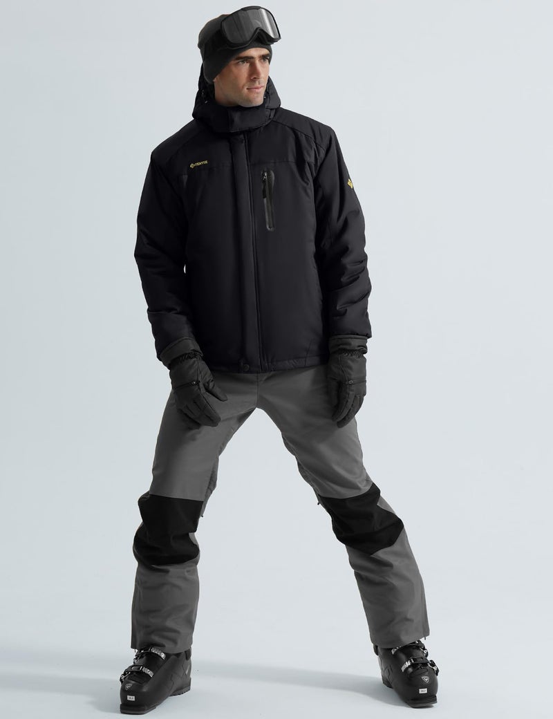 GEMYSE Men's Ski Snow Jacket Warm Winter Waterproof Coat Snowboard Rain Jacket Hooded Windproof Windbreaker（Black,Large） - Image 4