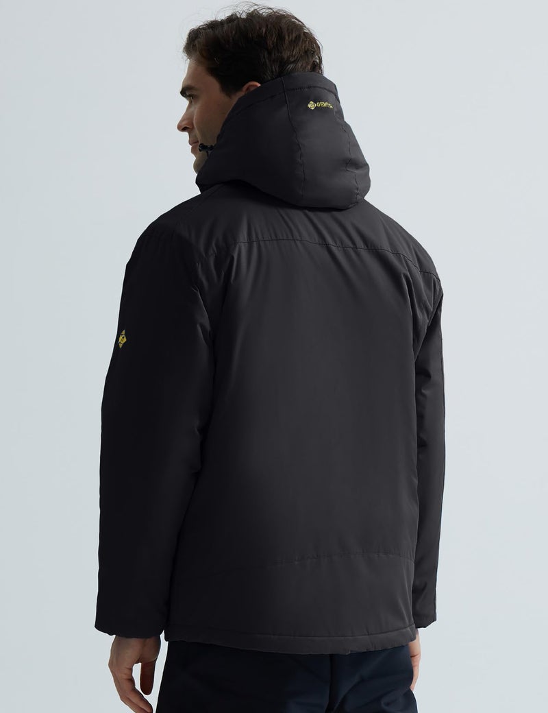 GEMYSE Men's Ski Snow Jacket Warm Winter Waterproof Coat Snowboard Rain Jacket Hooded Windproof Windbreaker（Black,Large） - Image 3