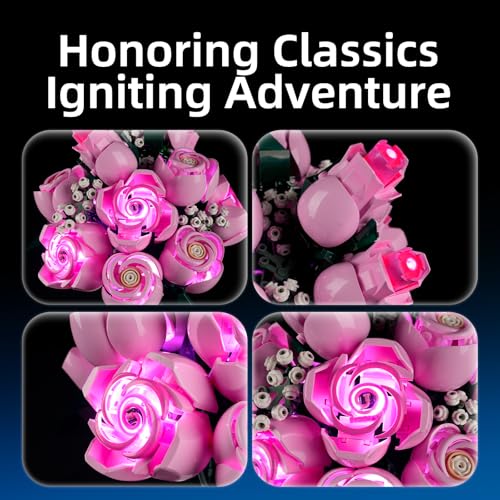 YEABRICKS LED Light for Lego10374 Botanical Bouquet of Pink Roses Building Blocks Model Building Set NOT Included - Image 5