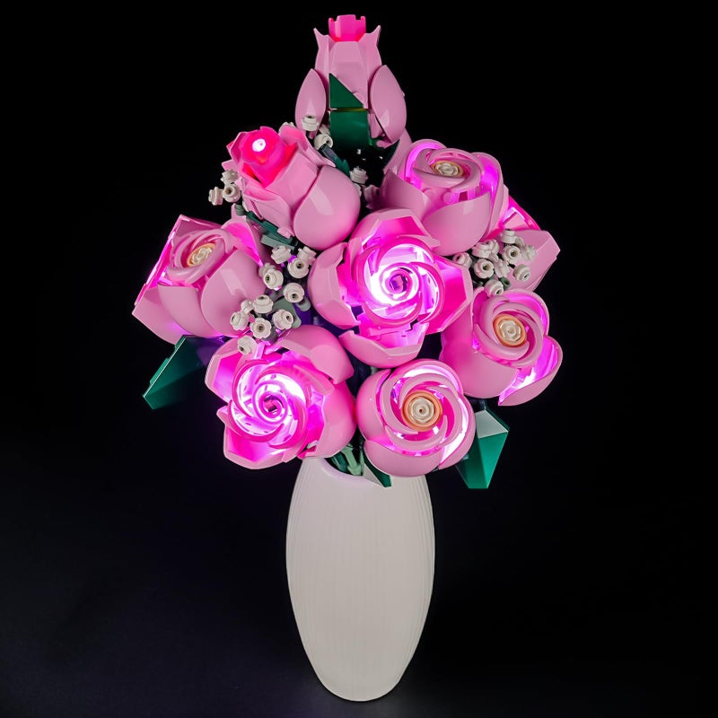 YEABRICKS LED Light for Lego10374 Botanical Bouquet of Pink Roses Building Blocks Model Building Set NOT Included - Image 3