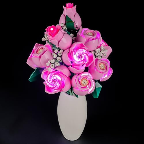 YEABRICKS LED Light for Lego10374 Botanical Bouquet of Pink Roses Building Blocks Model Building Set NOT Included - Image 1