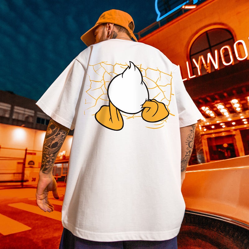 European and American Street Trendy Brand Kuso Duck T-Shirt Men's ins Trendy Couple's Large Size Fertilized Pure Cotton National Trendy Short Sleeve - Image 4