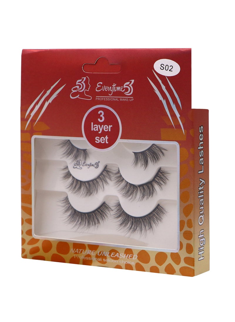 Everytime53 Women's 3 Layer Set Eye Lashes - S02 - Image 2