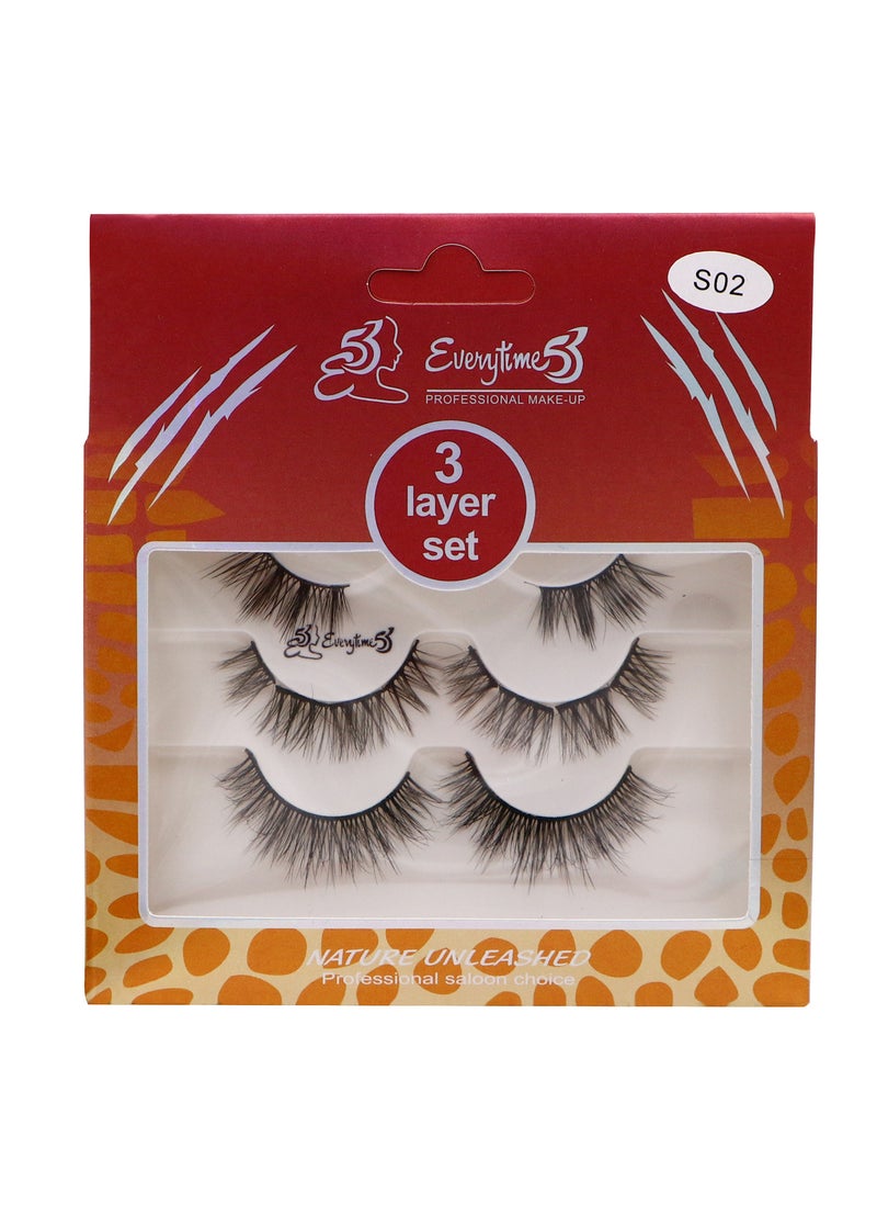 Everytime53 Women's 3 Layer Set Eye Lashes - S02 - Image 1