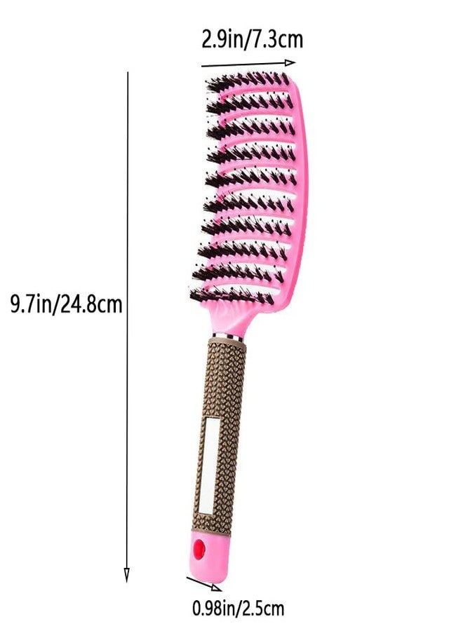 ZMD 2PC Curved Vented Detangling Hair Brushes,Boar Bristles Curly Hair Brush,Vent Styling Brush Wet Dry Detangler Hair Brushes Detangling Long Thick Hair for Women, Men & Kids(Pink & Purple) - Image 2