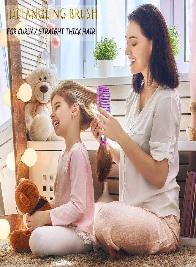 ZMD 2PC Curved Vented Detangling Hair Brushes,Boar Bristles Curly Hair Brush,Vent Styling Brush Wet Dry Detangler Hair Brushes Detangling Long Thick Hair for Women, Men & Kids(Pink & Purple) - Image 4