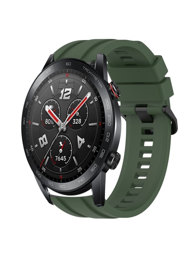 Replacement Strap For Huawei Watch GT3 Pro 46mm Long & Short Sports Solid Color Silicone Watch Band Set Dark Green 