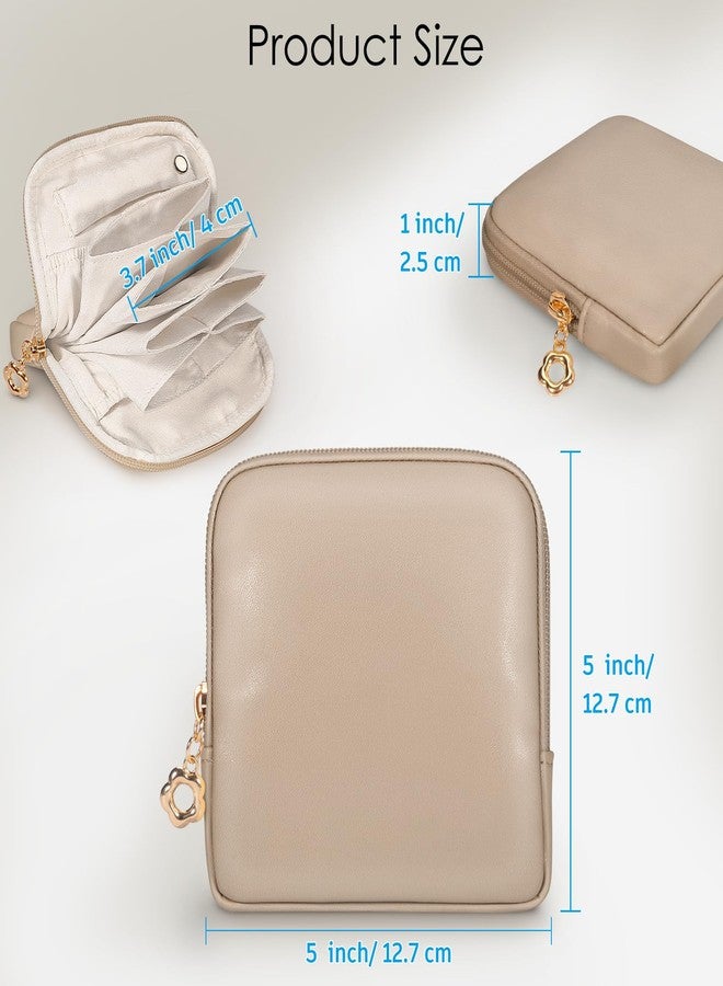 SITHON Small Travel Jewelry Case with Ring Holder, Mini Velvet Jewelry Pouch Bags, Compact Storage Organizer for Bracelet Necklaces Earrings Travel Essentials, Mother’s Day Gifts (Toffee) - Image 5