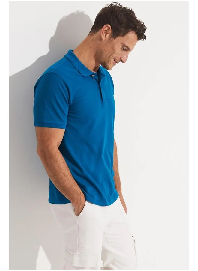 JUNE June Men's Regular Fit 100% Cotton Polo Neck T-Shirt