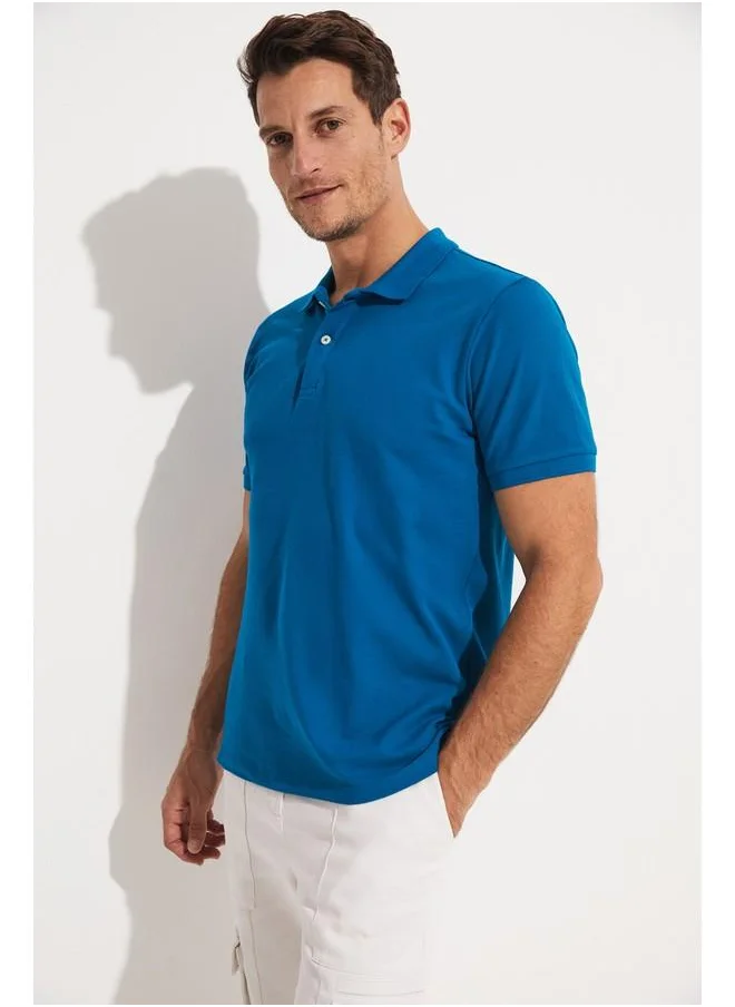 JUNE June Men's Regular Fit 100% Cotton Polo Neck T-Shirt
