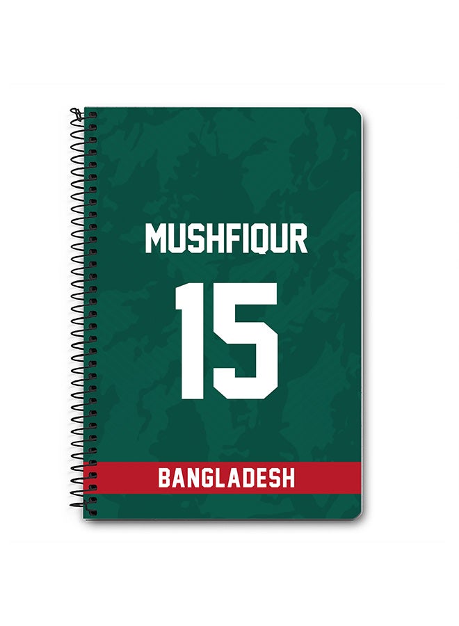Stylizedd Designer A5 Spiral Notebook Memo Notepad Journal Player - Mushfiqur Rahim, Jersey Number -15  - Image 1