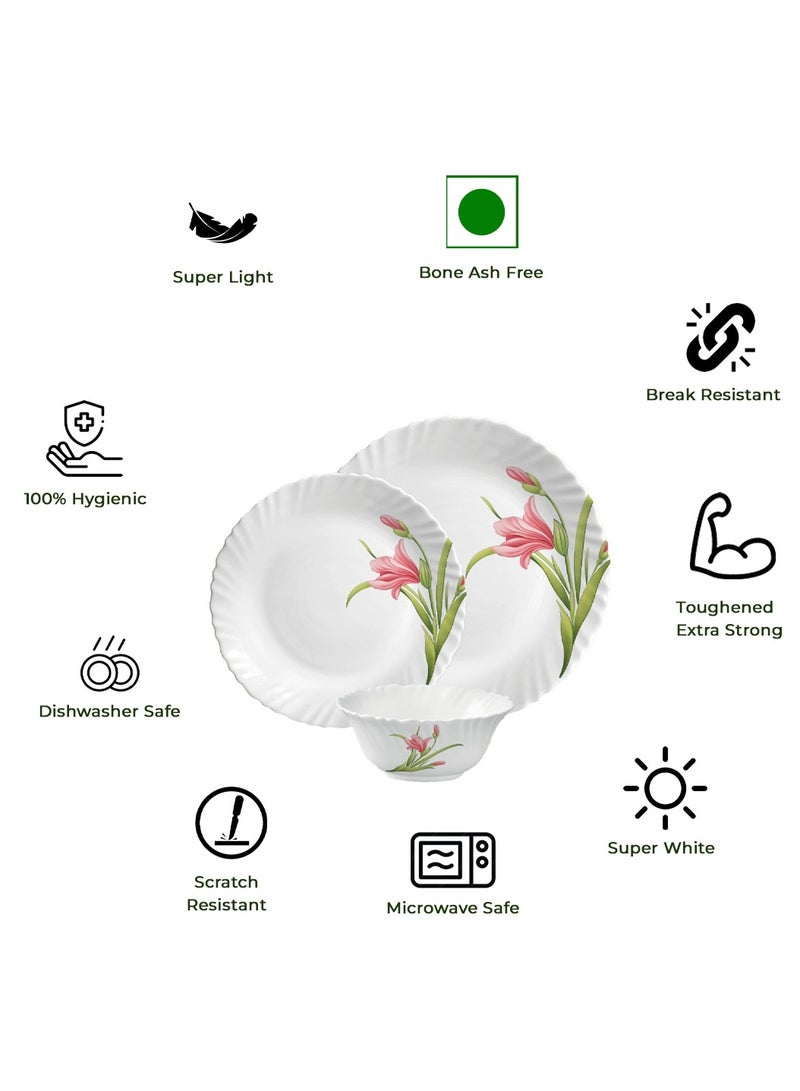 لاوبالا طقم عشاء لا أوبالا كلاسيك 44 قطعة مصنوع من أوبال وير لون فلامنج ريد آمن للميكروويف وغسالة الصحون خفيف الوزن بتصميم بسيط - Image 4