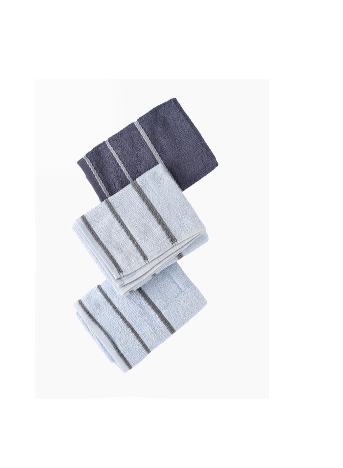 دريم ديكور طقم مناشف يد قطن 100% مكون من 3 قطع أزرق فاتح/أزرق داكن/أزرق فاتح 50x90 سم - Image 3