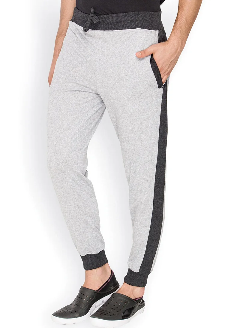 Campus Sutra Men's Cloud Grey Side-Block Trackpants