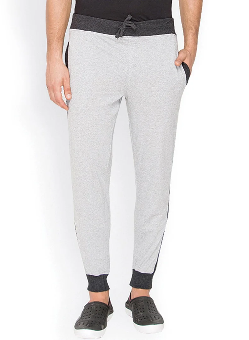 Campus Sutra Men's Cloud Grey Side-Block Trackpants