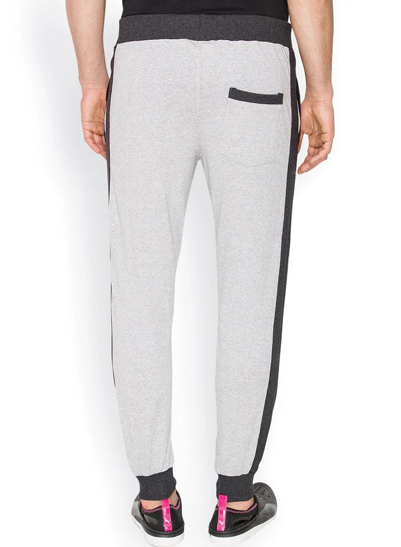 Campus Sutra Men's Cloud Grey Side-Block Trackpants
