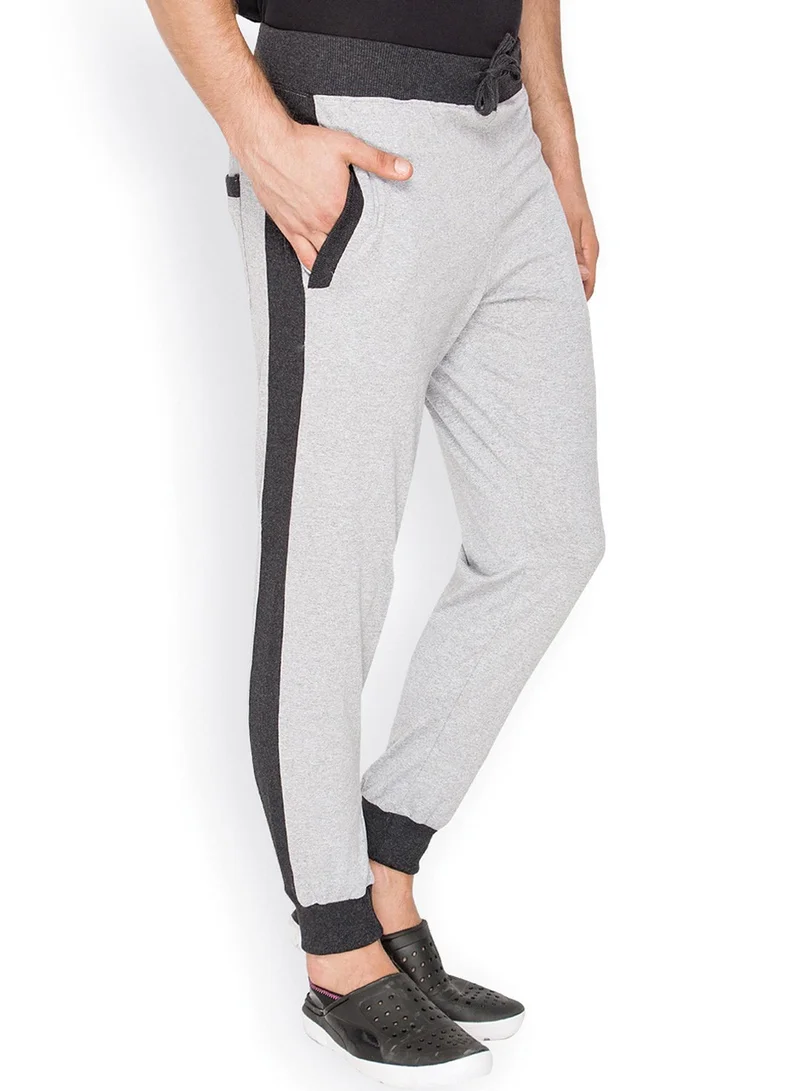 Campus Sutra Men's Cloud Grey Side-Block Trackpants