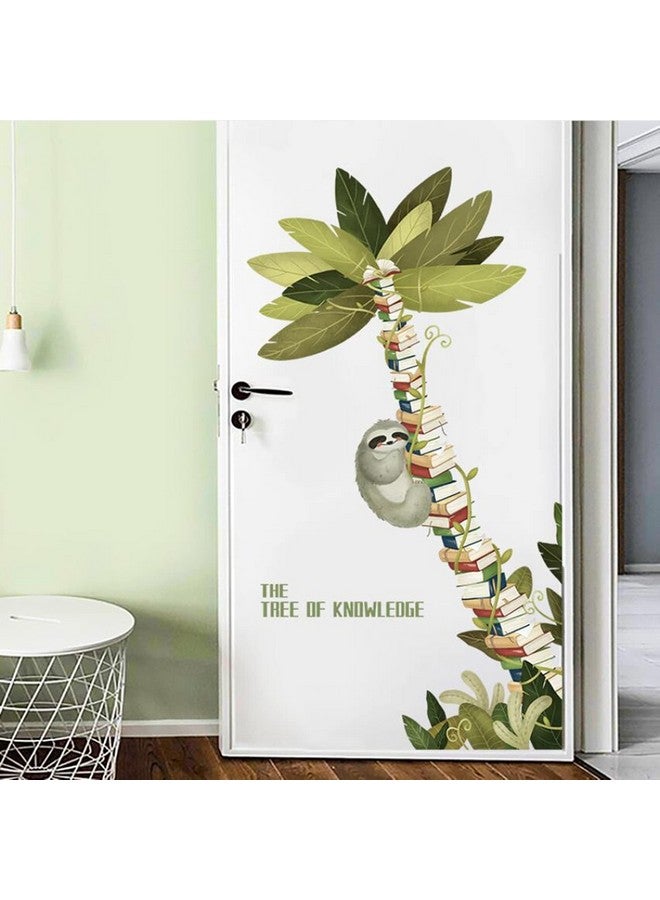 ROFARSO Large Tree Sloth Books Vinyl Wall Stickers Removable Pvc Wall Decals Art Decorations Decor For School Library Bedroom Living Room Murals - Image 3