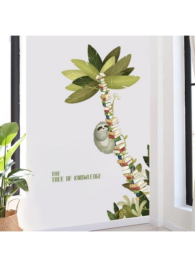ROFARSO Large Tree Sloth Books Vinyl Wall Stickers Removable Pvc Wall Decals Art Decorations Decor For School Library Bedroom Living Room Murals - Image 4