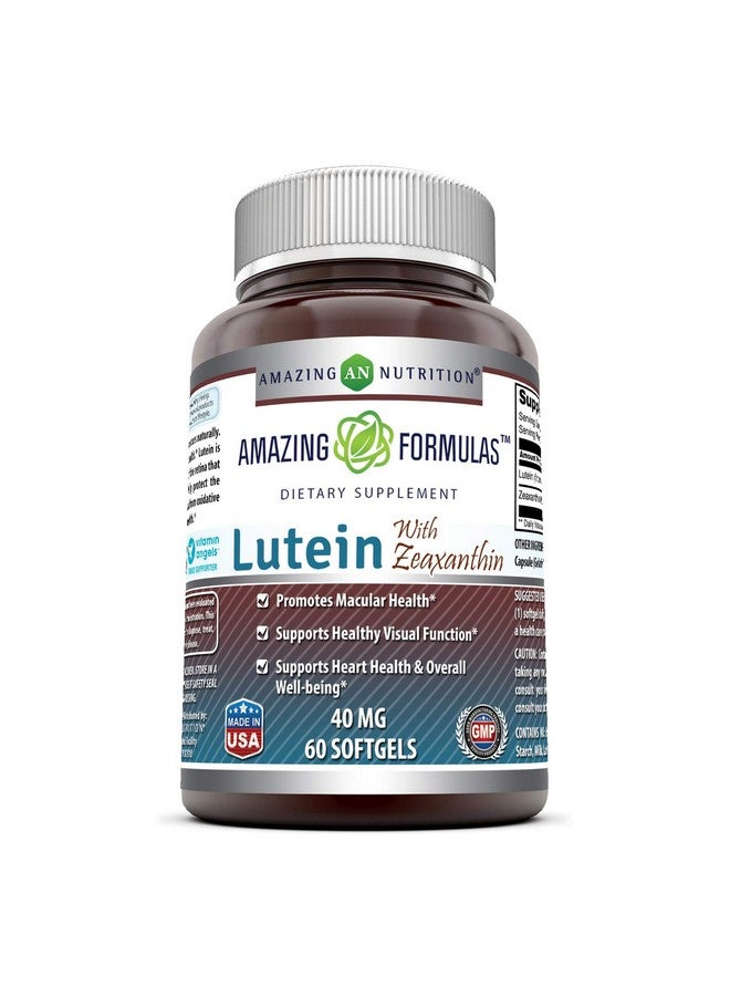 Amazing Nutrition Amazing Formulas Lutein 40Mg With Zeaxanthin 1600 Mcg Supplements 60 Softgels Supports Eye Health & Healthy Vision Promotes Macular Health - Image 1