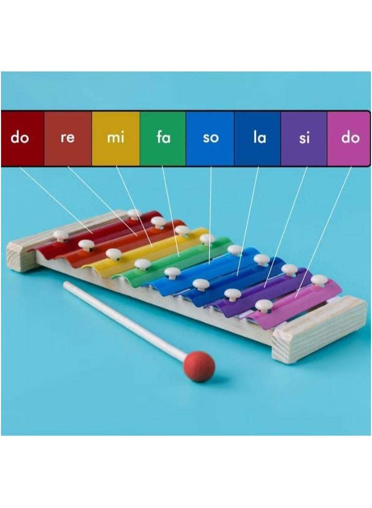 Natural Wooden Xylophone Puzzle Toy for Toddlers, Octave Xylophone Musical Toy with Wooden Base for Learning and Educational Musical Instruments - Image 2