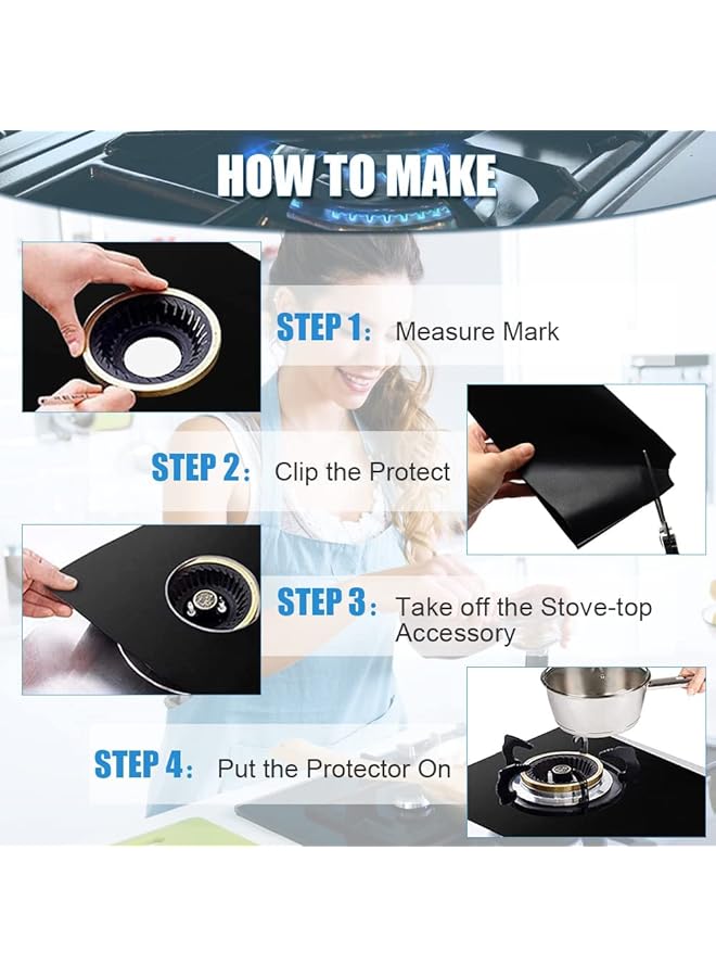 3Pcs Stove Cover Stove Protector For Gas Range 0.2 Mm Thick Stove Burner Covers For Gas Stove Top Thick Non Stick Reusable Stove Guard Heat Resistant Gas Range Protectors Covers