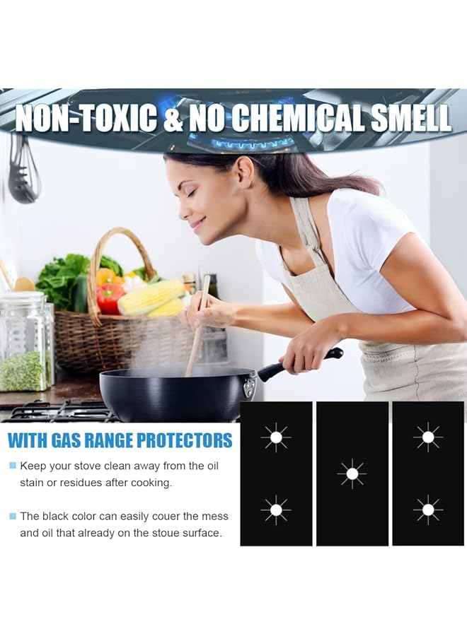 3Pcs Stove Cover Stove Protector For Gas Range 0.2 Mm Thick Stove Burner Covers For Gas Stove Top Thick Non Stick Reusable Stove Guard Heat Resistant Gas Range Protectors Covers