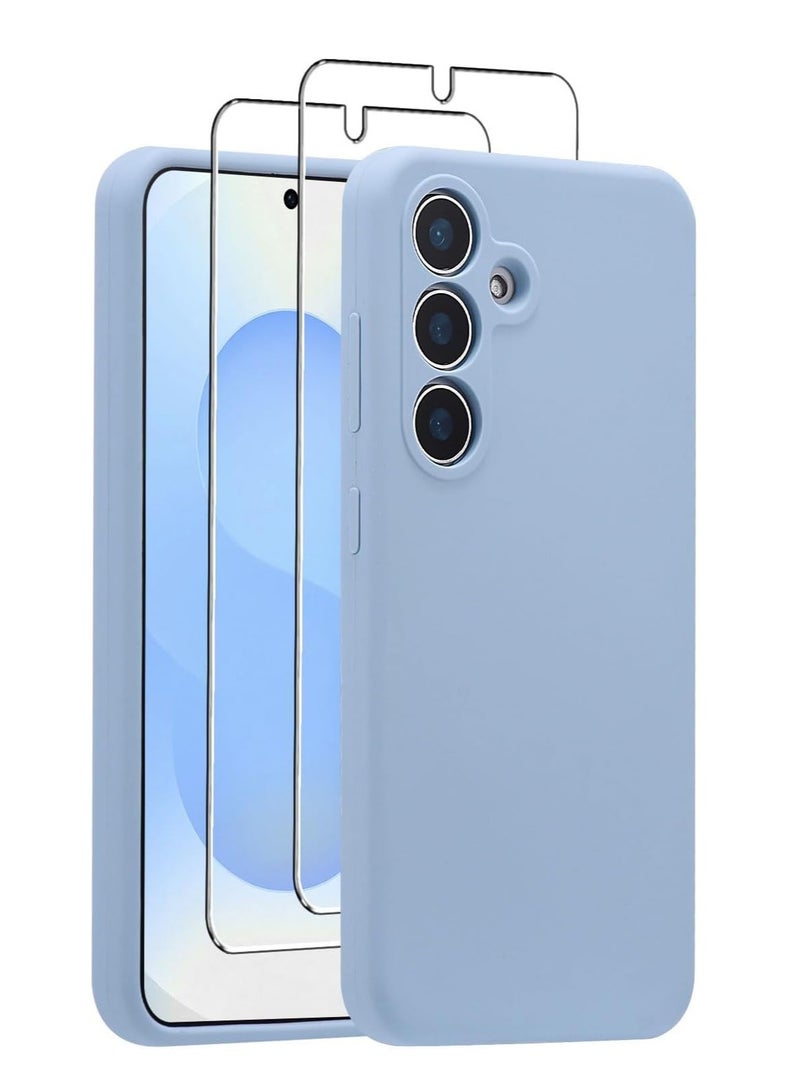 BORTONY Samsung Galaxy S25 Case Cover Silicone Soft Gel Rubber Case with 2-Pack Screen Protector 9H Hardness HD Clear Glass for Samsung Galaxy S25 6.2-inch - Image 1