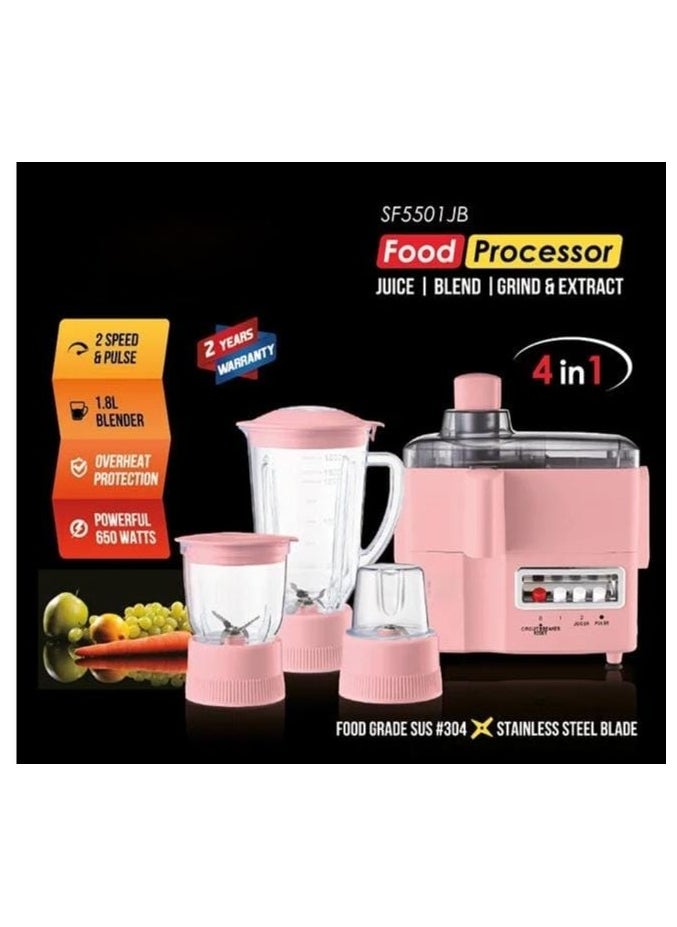 Generic - 4 In 1 Juicer Blender 1.8L, 650W High-Power Multi-Functional Blender for Smoothies, Juices, Combines the Functions of a Juicer, Blender, Grinder and Chopper - Image 1