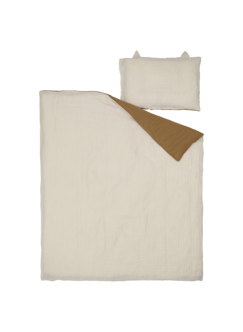3-Piece Bedlinen Set for Cot, Brown/Beige - Image 2
