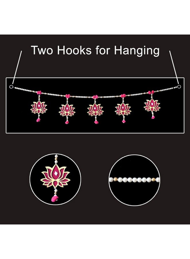 Saugat Traders Lotus Toran For Main Door, Mandir - Moti/Beads/Bell Toran For Entrance Door - Handmade Traditional Bandarwal Home Decor, 99 cm - Image 3