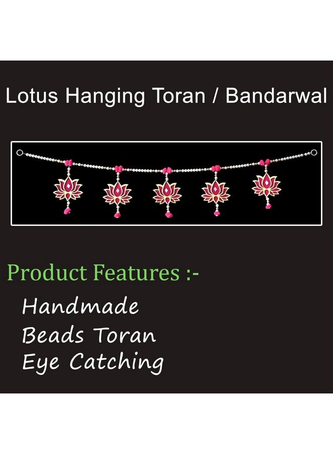 Saugat Traders Lotus Toran For Main Door, Mandir - Moti/Beads/Bell Toran For Entrance Door - Handmade Traditional Bandarwal Home Decor, 99 cm - Image 2